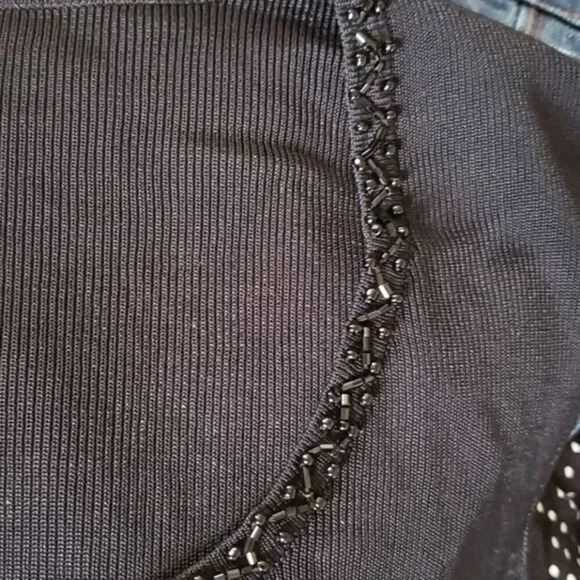 BCBG Maxazria Sequins Diamond Sleeveless Sweater Black Silver 2X - Picture 6 of 10